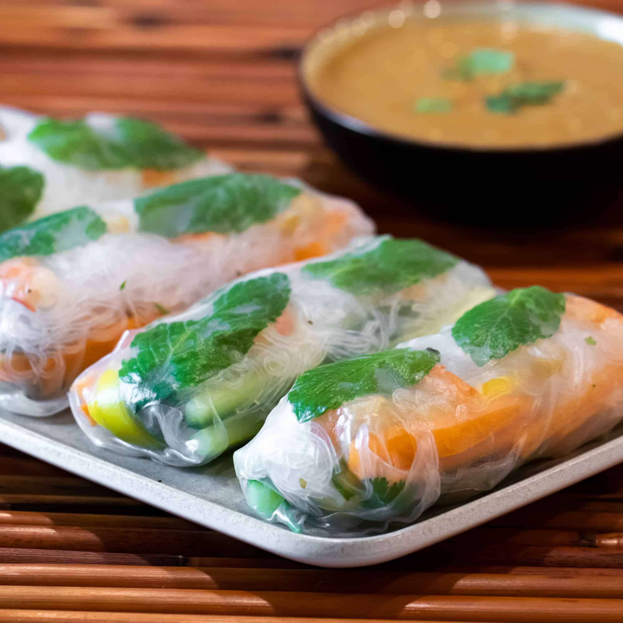 Mango Shrimp Spring Rolls With Brown Rice Wrappers - Healthy Thai Recipes