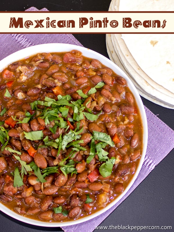 Mexican Pinto Beans - Frijoles Charros, mash to make refried