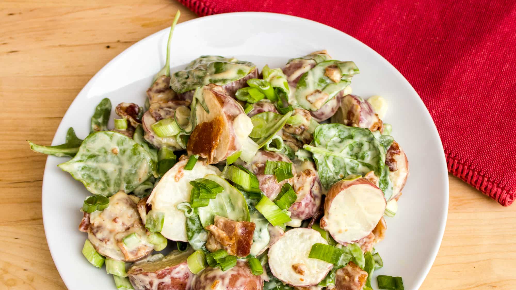 Red Potato Bacon And Spinach Salad Recipe The Black Peppercorn