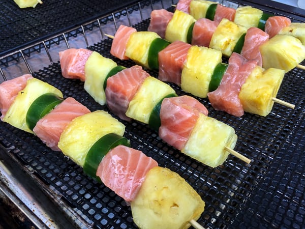 Tequila Honey Lime Smoked Salmon and Pineapple Skewers