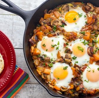 Baked Eggs Recipe in a Cast Iron Skillet