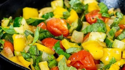 Sauteed Vegetables with Basil and White Wine