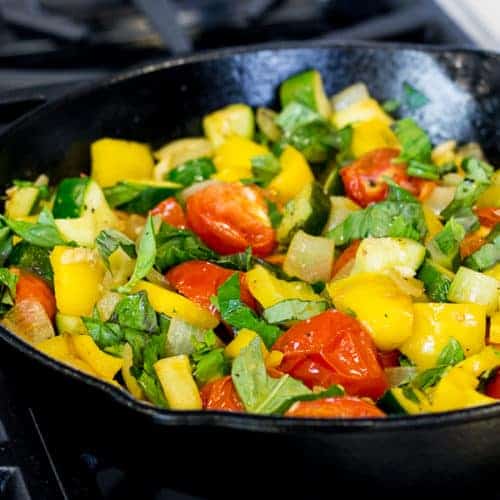 Sauteed Vegetables with Basil and White Wine