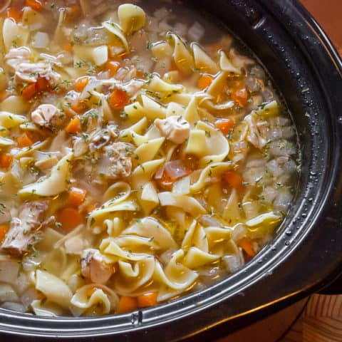 Crock Pot Chicken Noodle Soup Recipe - Slow Cooker